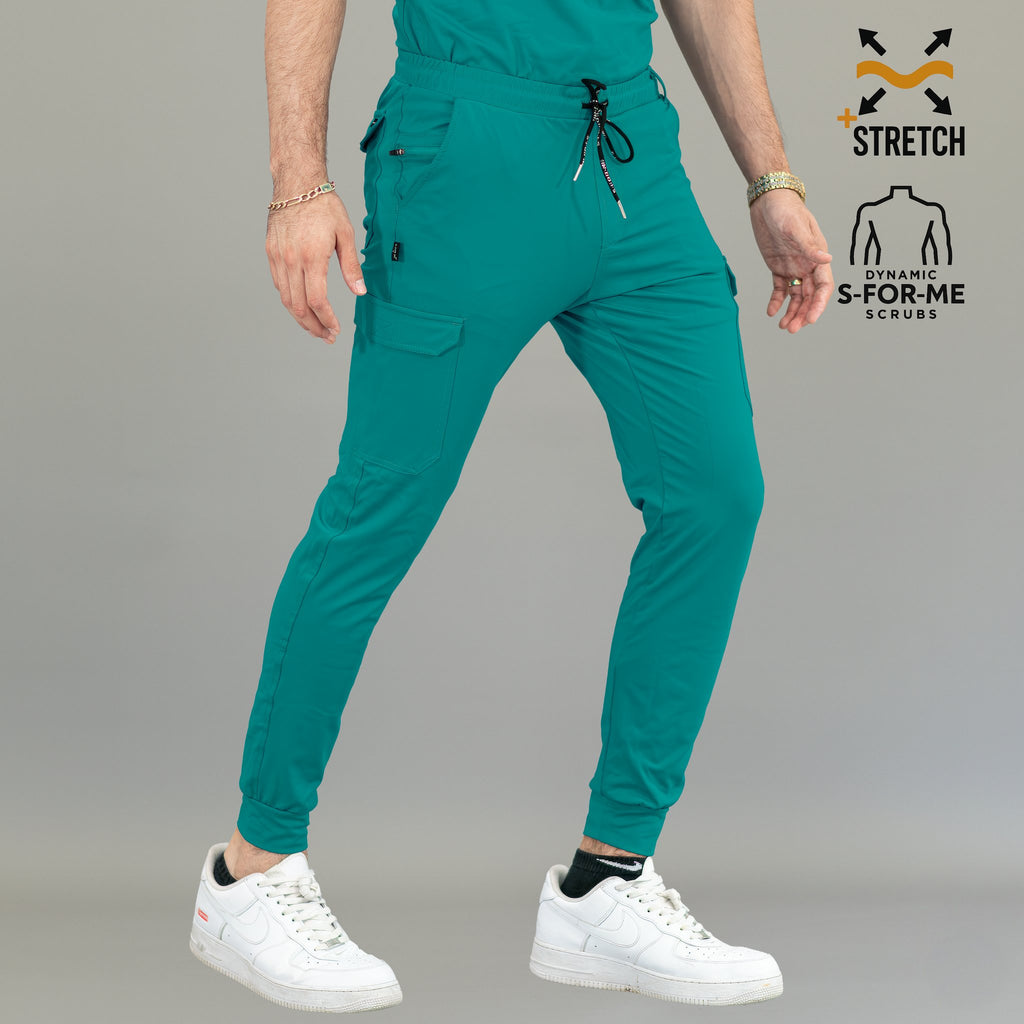 Jogger quirúrgico verde teal para hombre Scrubs 901 Super Stretch vista frontal