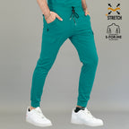 Pantalón quirúrgico verde teal para hombre con ajuste jogger y tela elástica