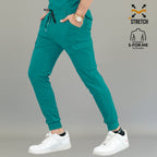 Jogger quirúrgico hombre verde teal Super Stretch para uniforme médico moderno