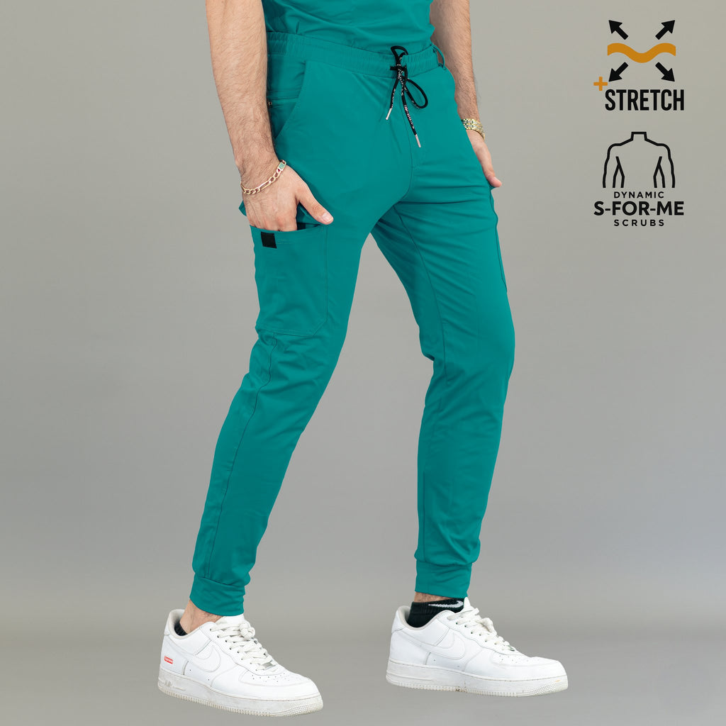 Jogger quirúrgico verde teal hombre Scrubs 901 con bolsillo lateral funcional