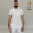 Filipina quirúrgica blanca para hombre combinada con uniforme clínico blanco