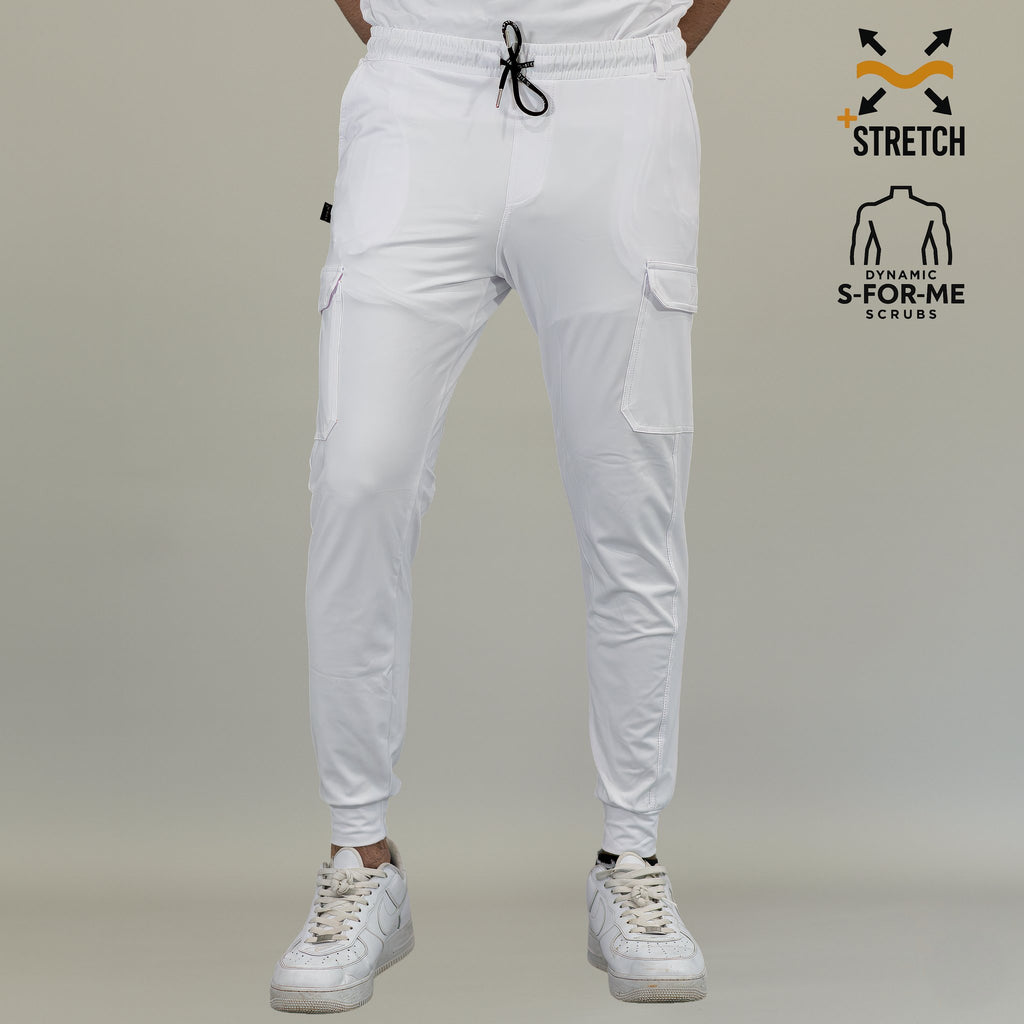 Pantalón jogger quirúrgico blanco hombre Scrubs 901 vista frontal