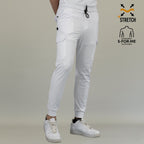 Vista frontal del jogger quirúrgico blanco hombre Scrubs 901 Super Stretch