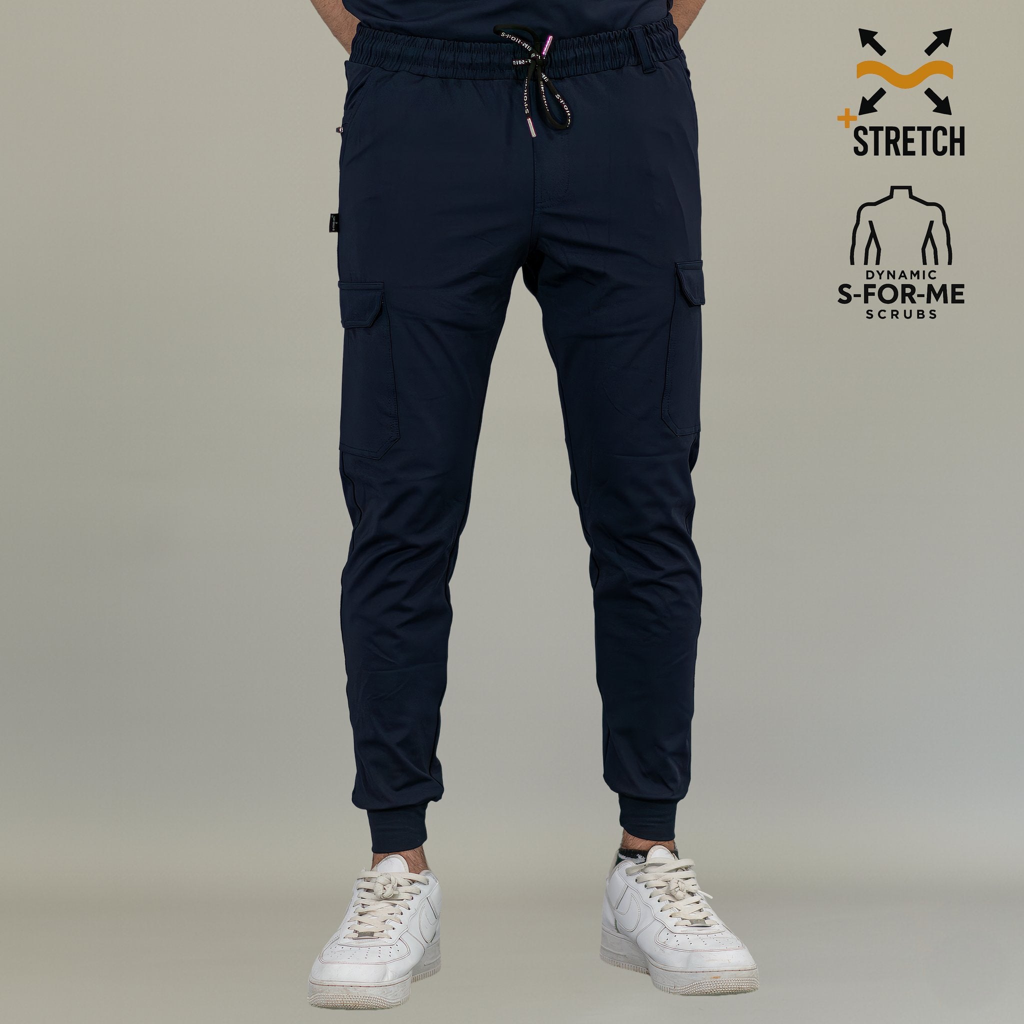 Jogger médico azul marino para hombre con bolsas cargo Scrubs 901