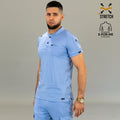 Filipina quirúrgica hombre 901 azul plumbago Super Stretch — vista frontal tres cuartos