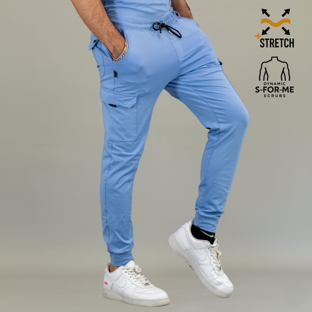 Pantalón jogger quirúrgico hombre azul plumbago Scrubs 901 Super Stretch vista lateral