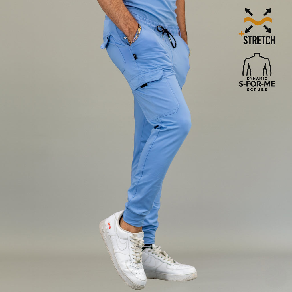 Jogger quirúrgico azul plumbago hombre Scrubs 901 Super Stretch vista de cuerpo completo
