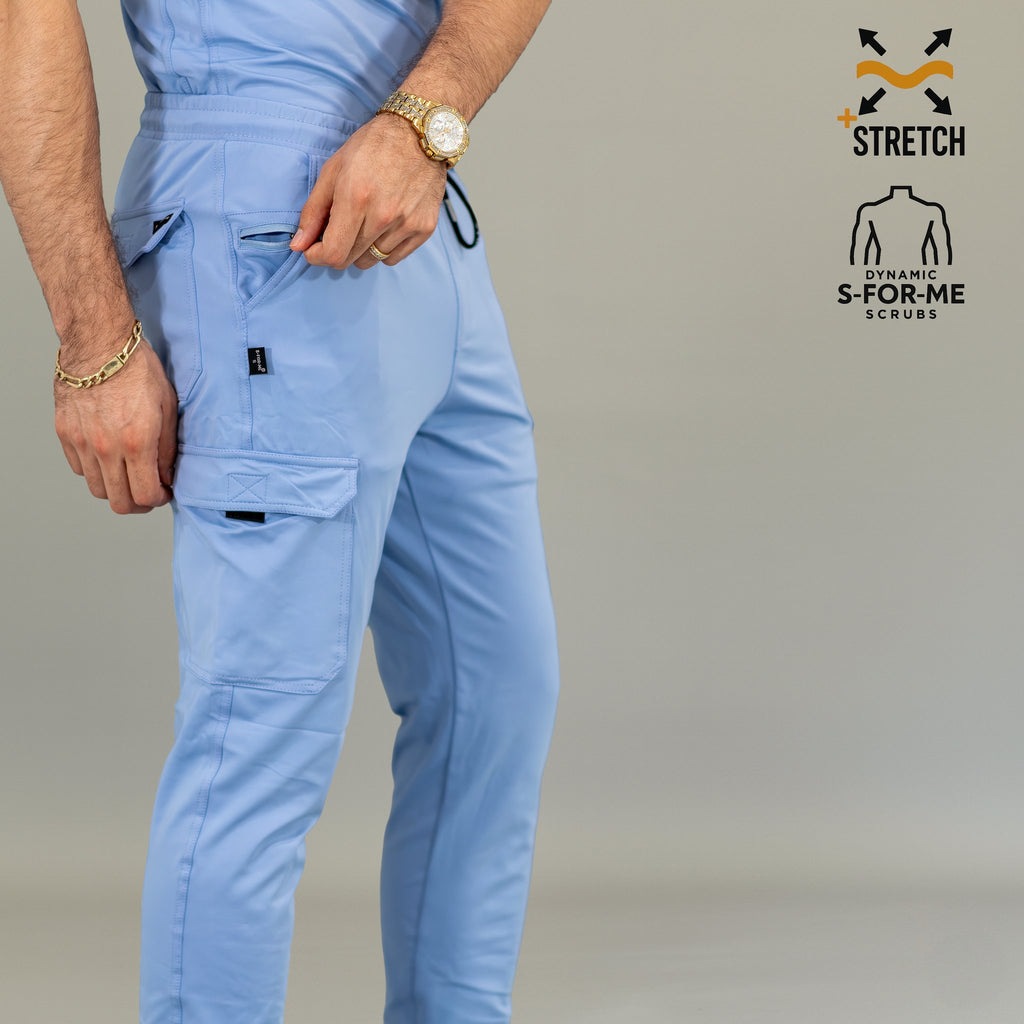 Jogger quirúrgico azul plumbago hombre Scrubs 901 Super Stretch vista posterior