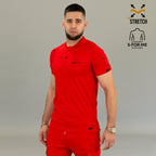 Filipina médica roja para hombre 901 — vista frontal de corte slim fit