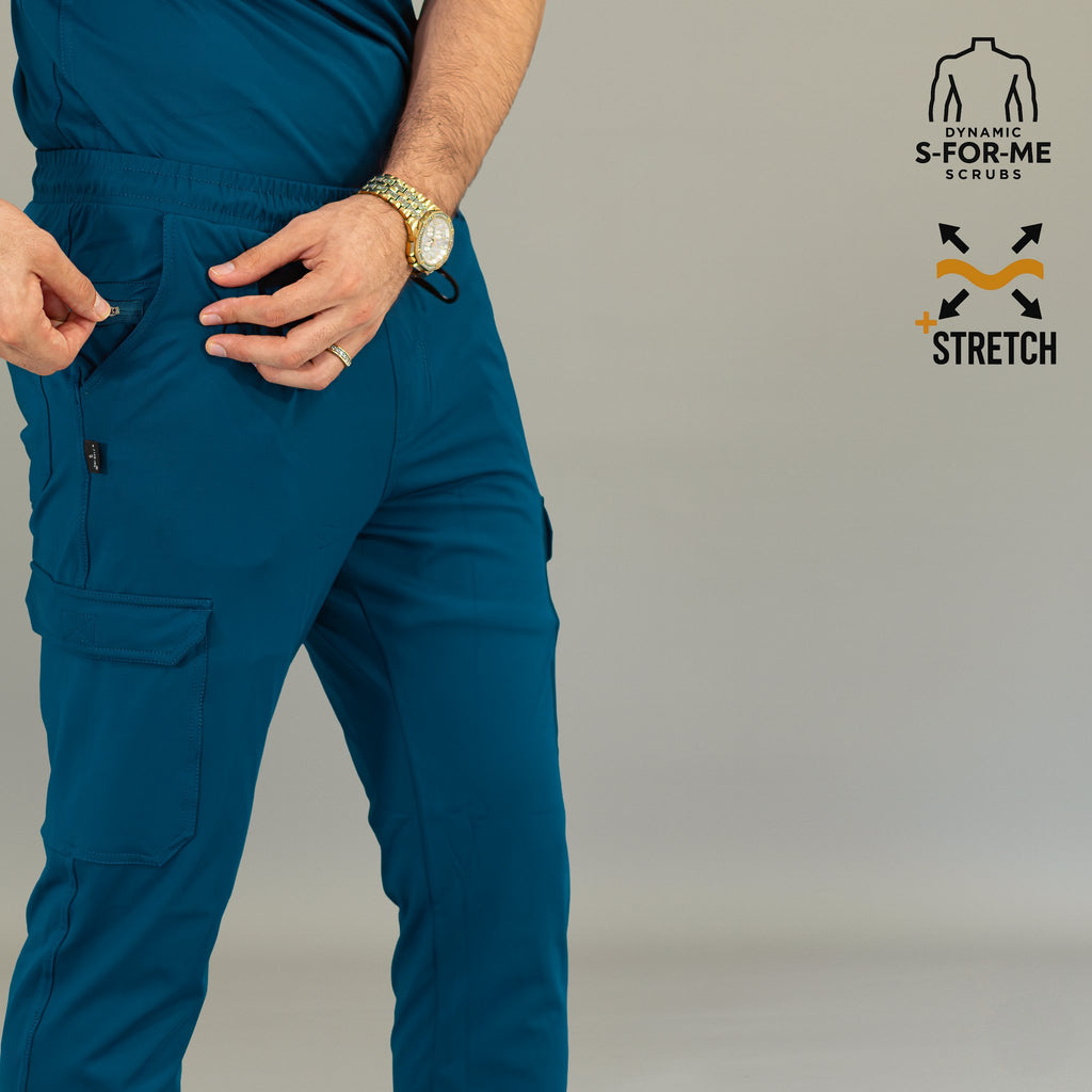 Jogger quirúrgico azul caribe hombre tela Super Stretch