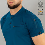 Filipina médica azul caribe para hombre con tela Super Stretch