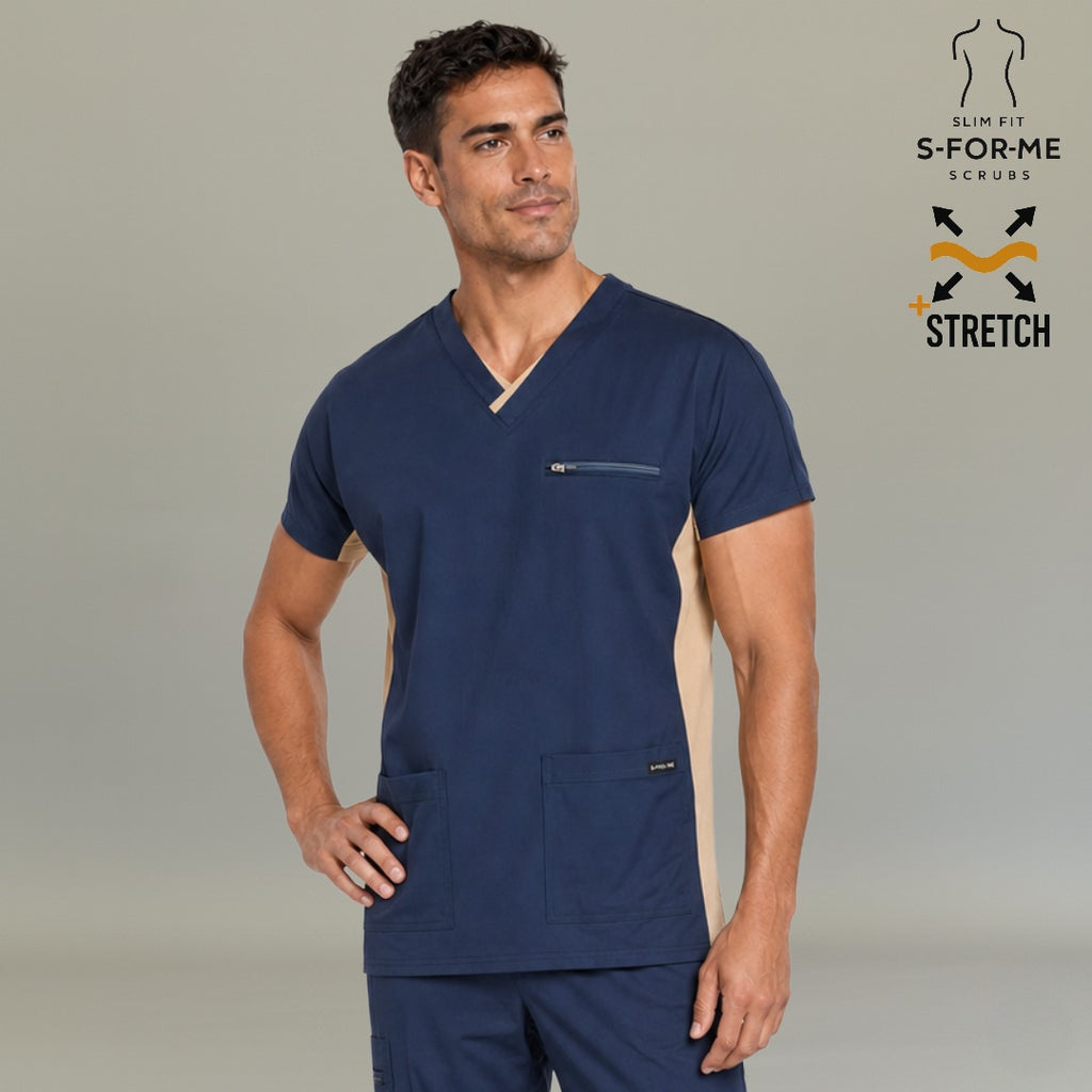 Filipina Quirúrgica 940 Azul Marino/ Beige Super Stretch Hombre