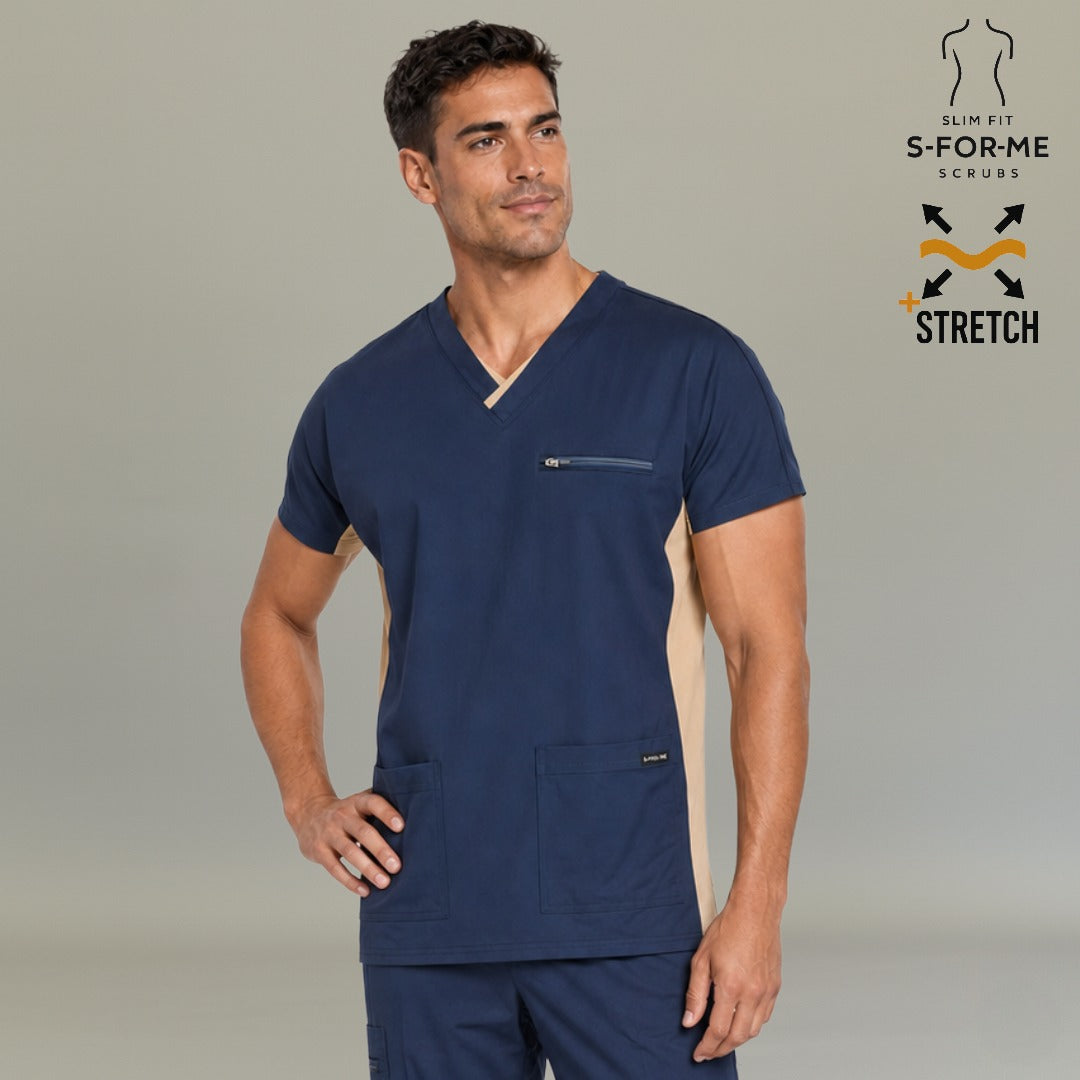 Filipina Quirúrgica 940 Azul Marino/ Beige Super Stretch Hombre