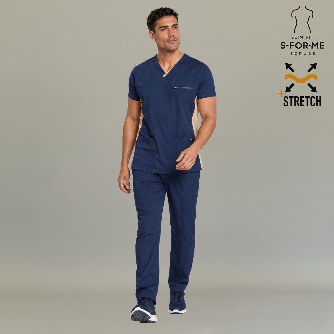 Filipina Quirúrgica 940 Azul Marino/ Beige Super Stretch Hombre