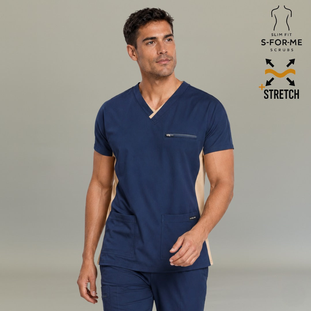 Filipina Quirúrgica 940 Azul Marino/ Beige Super Stretch Hombre