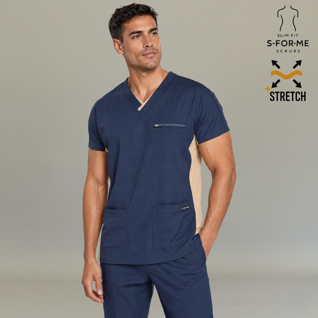 Filipina Quirúrgica 940 Azul Marino/ Beige Super Stretch Hombre