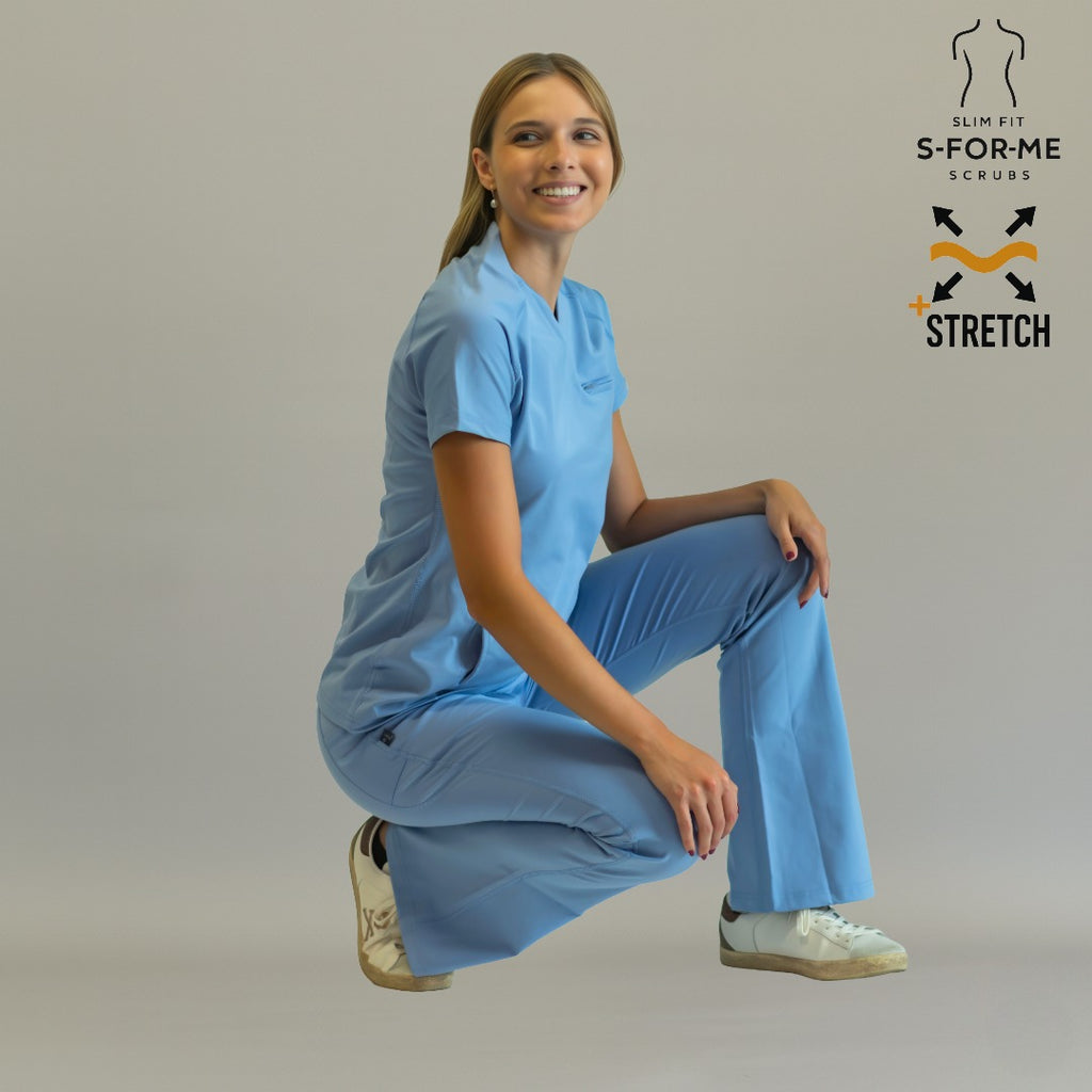 Pantalón quirúrgico 915 plumbago mujer - scrubs acampanado Sandel Médica