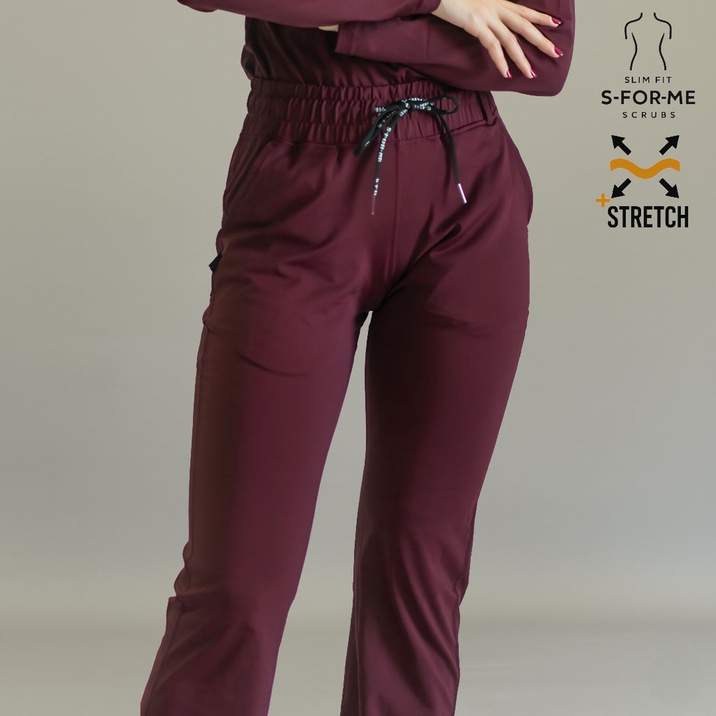 Pantalón vino 915 — ropa quirúrgica mujer con tela Super Stretch