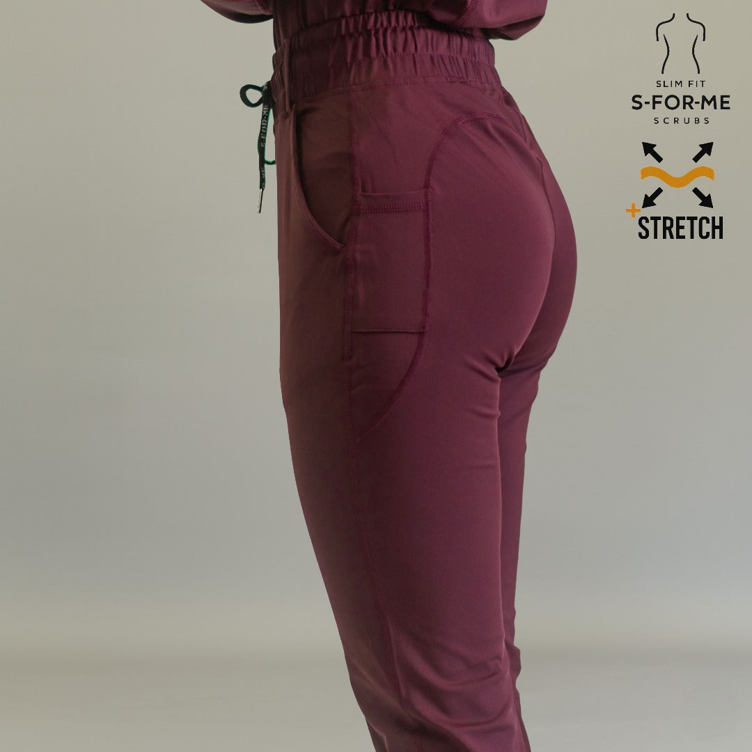 Pantalón quirúrgico acampanado vino — scrubs mujer 915 Sandel Médica