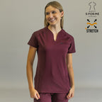 Filipina quirúrgica 915 mujer color vino — scrubs Super Stretch para doctoras y enfermeras