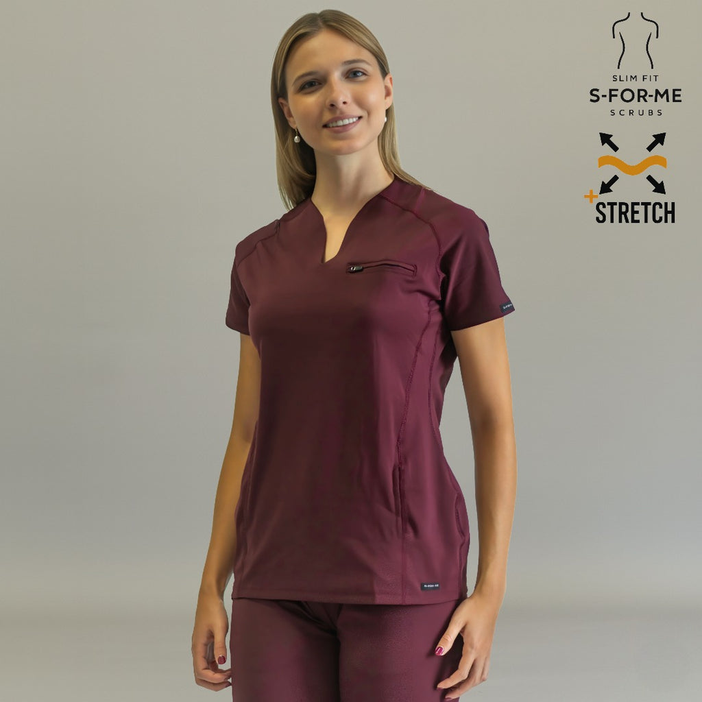 Uniforme quirúrgico mujer vino — filipina 915 con spandex para movimiento