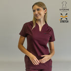 Pijama quirúrgica mujer 915 vino — filipina con tela stretch y spandex
