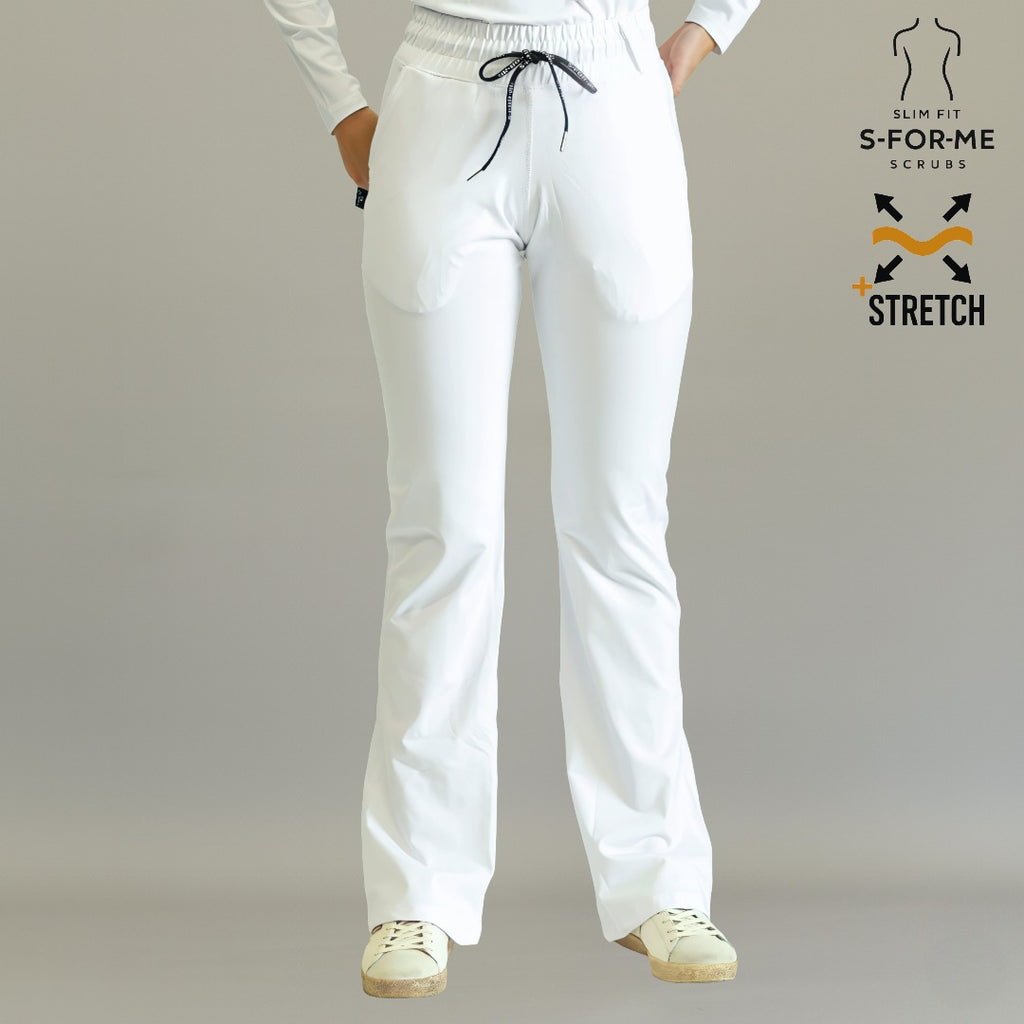 pantalon 915 blanco corte acampanado flare scrubs mujer sandel medica
