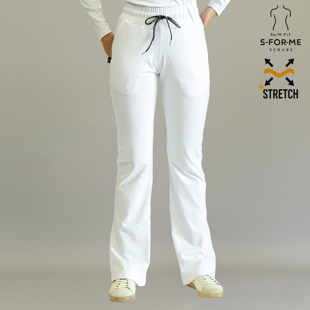 pantalon 915 blanco corte acampanado flare scrubs mujer sandel medica