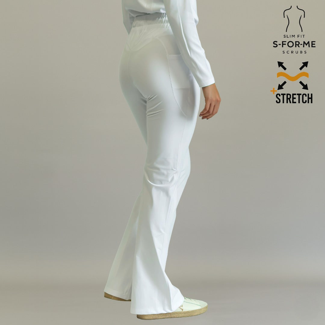 pantalon quirurgico 915 mujer blanco acampanado super stretch frente sandel medica