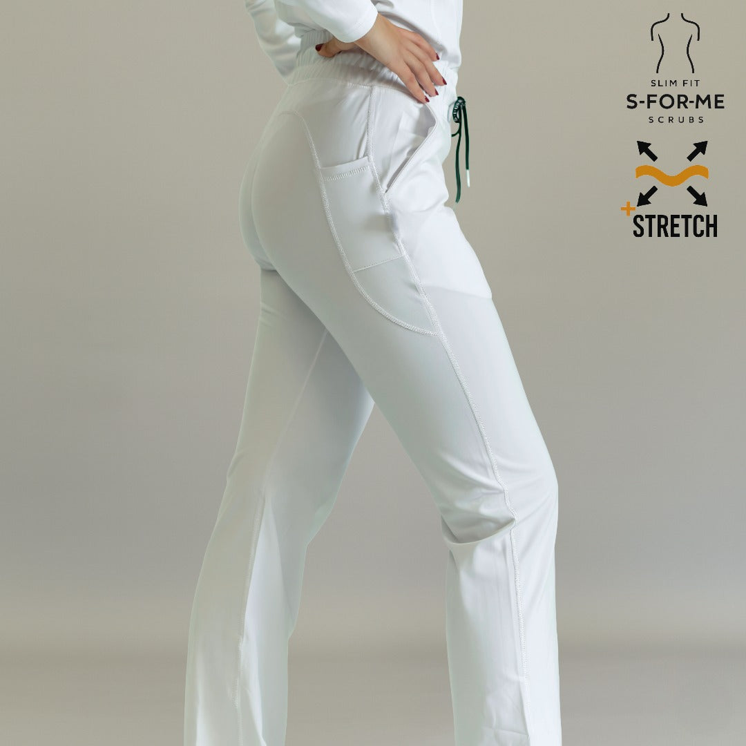 lateral pantalon quirurgico 915 blanco super stretch corte estilizado sandel medica