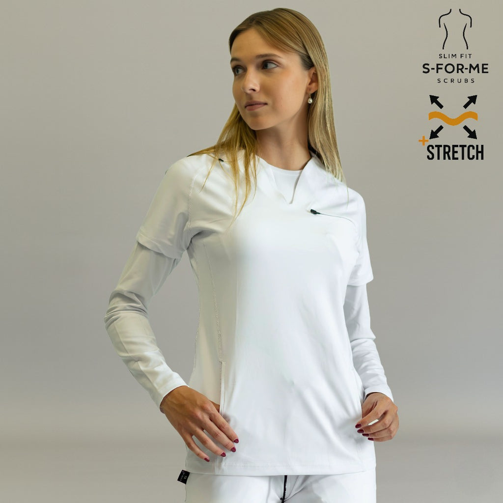 filipina 915 blanco tela super stretch con spandex uniforme quirurgico mujer sandel medica