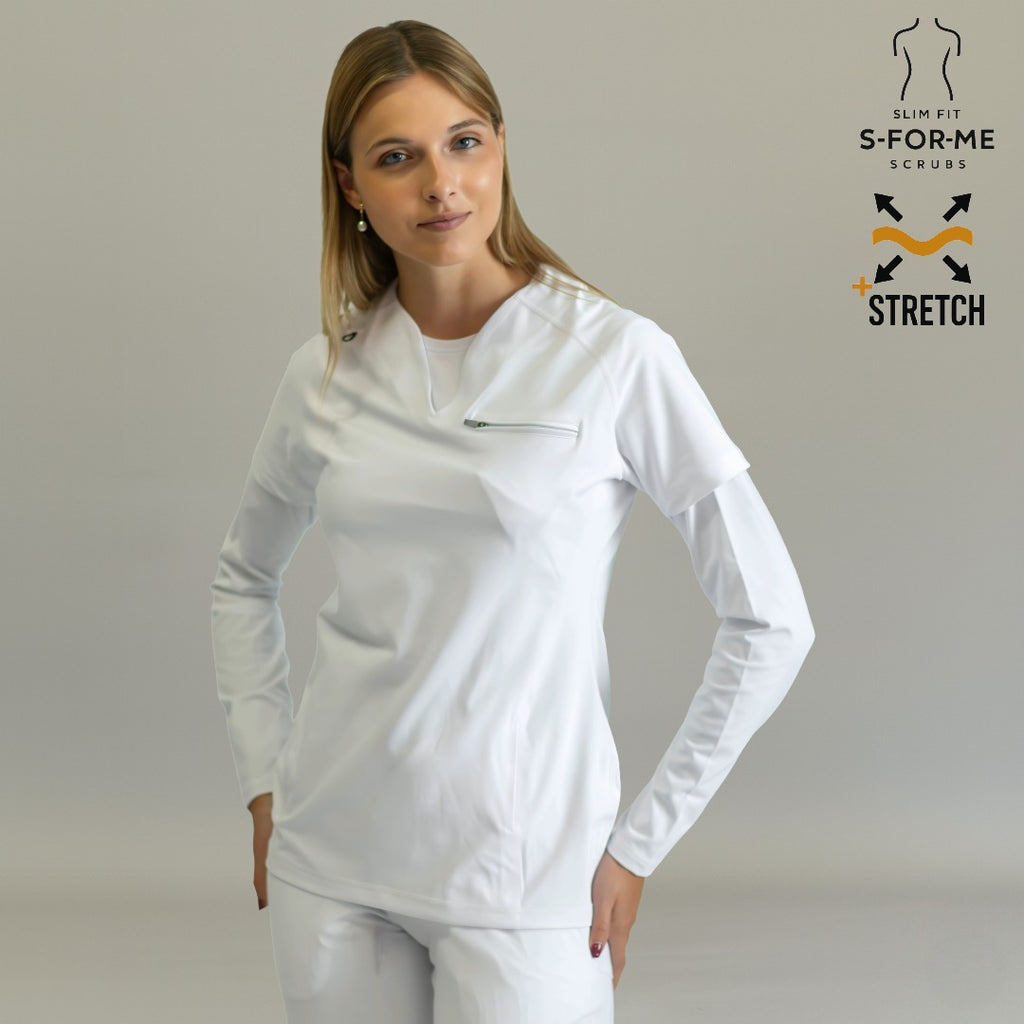 lateral filipina quirurgica 915 blanco manga corta super stretch sandel medica
