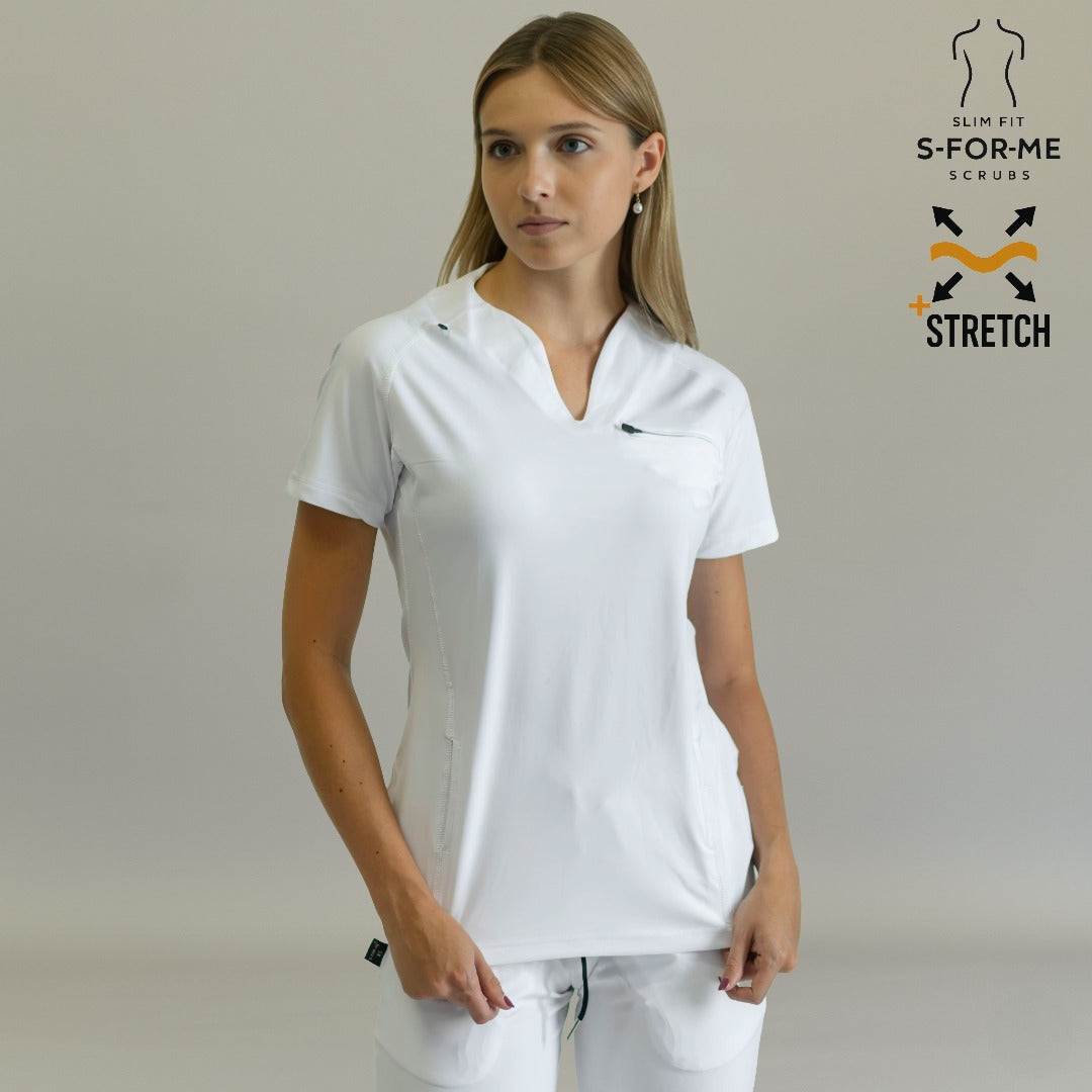 filipina scrubs 915 blanco corte estilizado super stretch mujer sandel medica