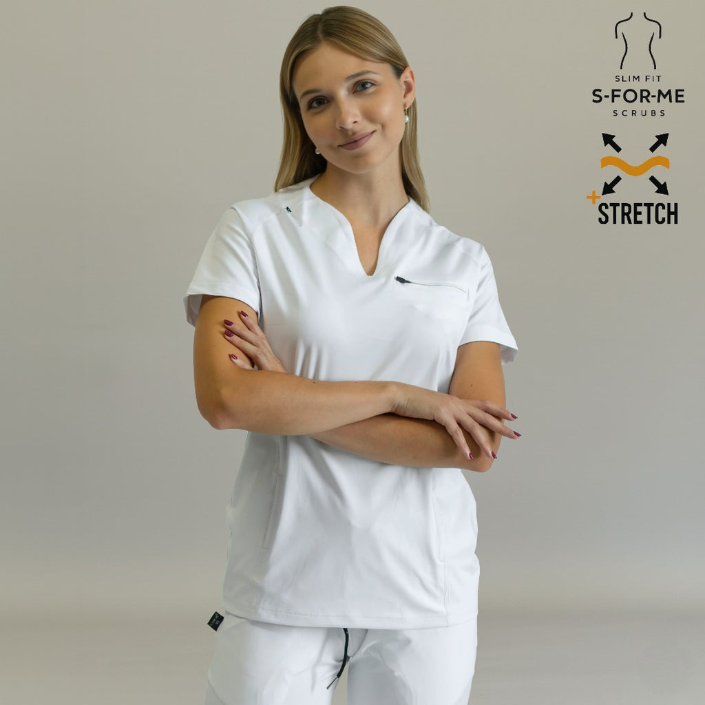 filipina quirurgica 915 blanco bolsillos inferiores vista frontal sandel medica