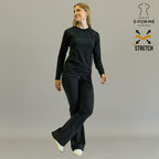 Pantalón quirúrgico mujer 915 Negro — logo SLIM FIT S-FOR-ME detalle lateral