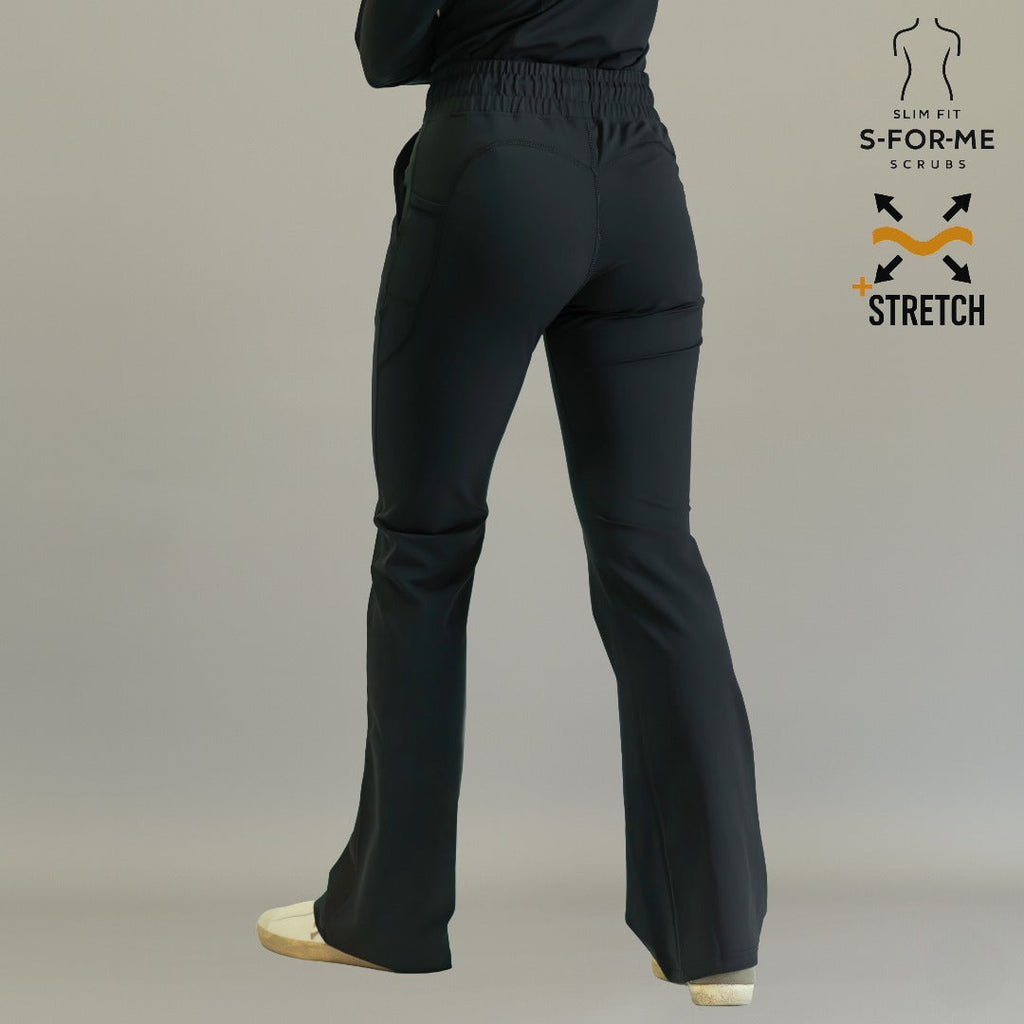 Pantalón quirúrgico flare 915 Negro — vista posterior completa talla Regular