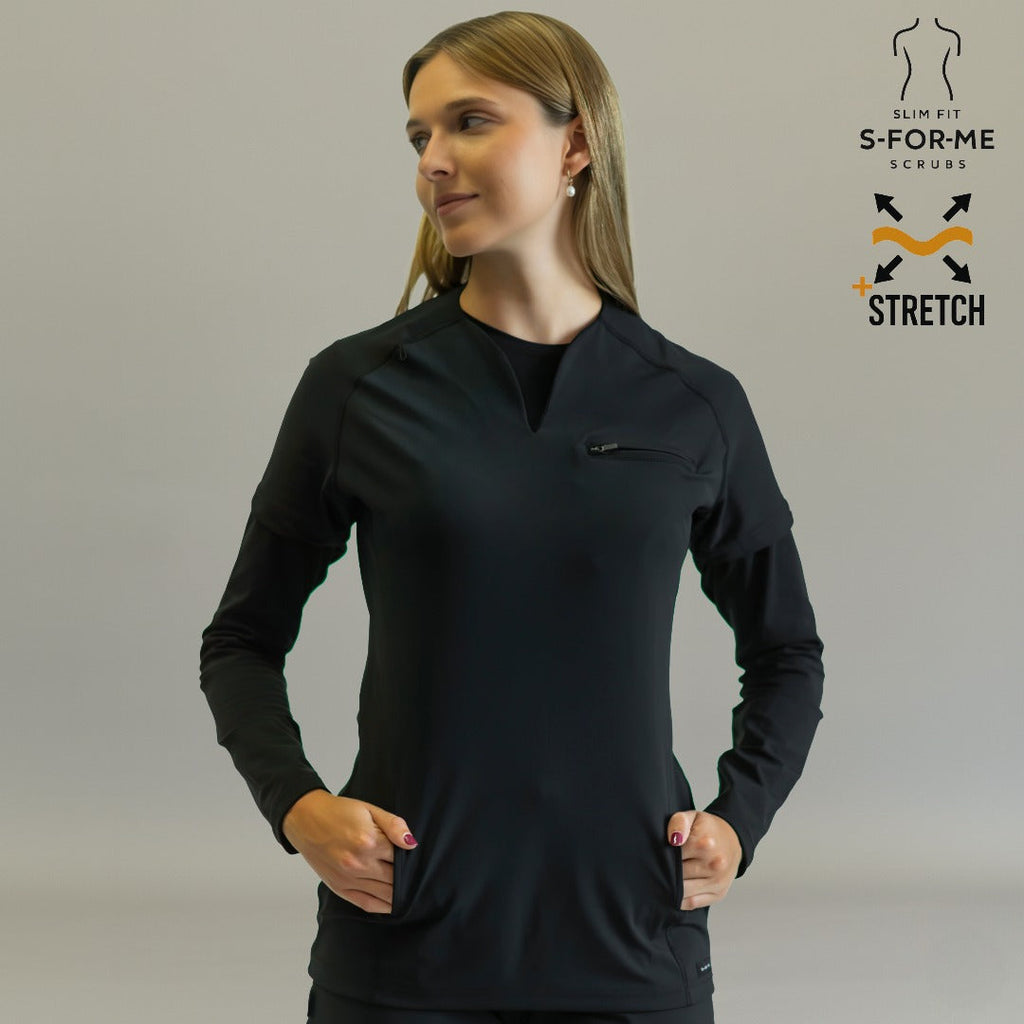Uniforme quirúrgico mujer 915 Negro — vista tres cuartos lateral