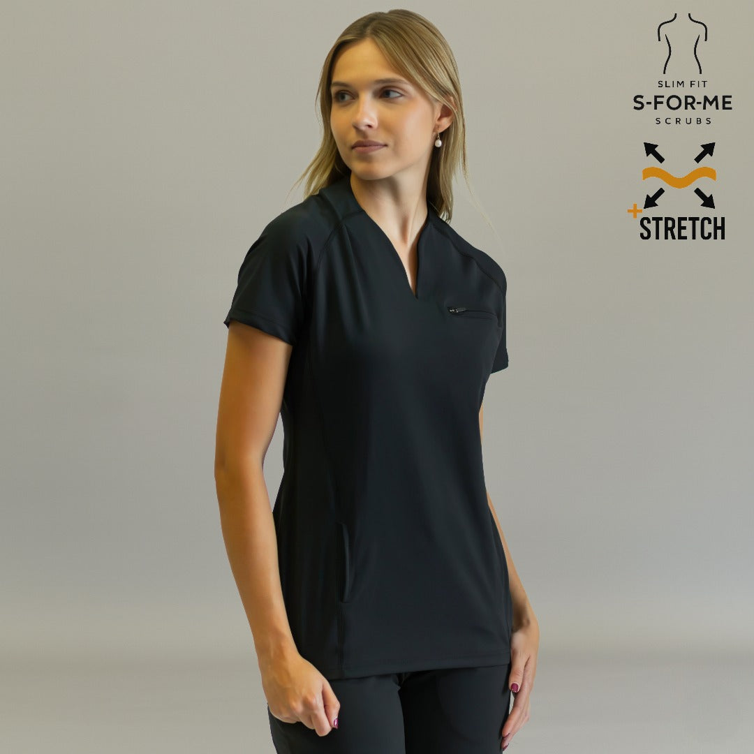 Filipina quirúrgica 915 Negra — vista lateral con bolsillo en el pecho