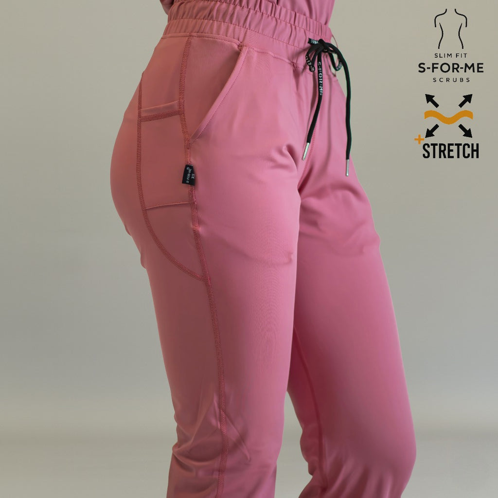 pantalon 915 palo de rosa vista posterior corte acampanado scrubs mujer sandel medica