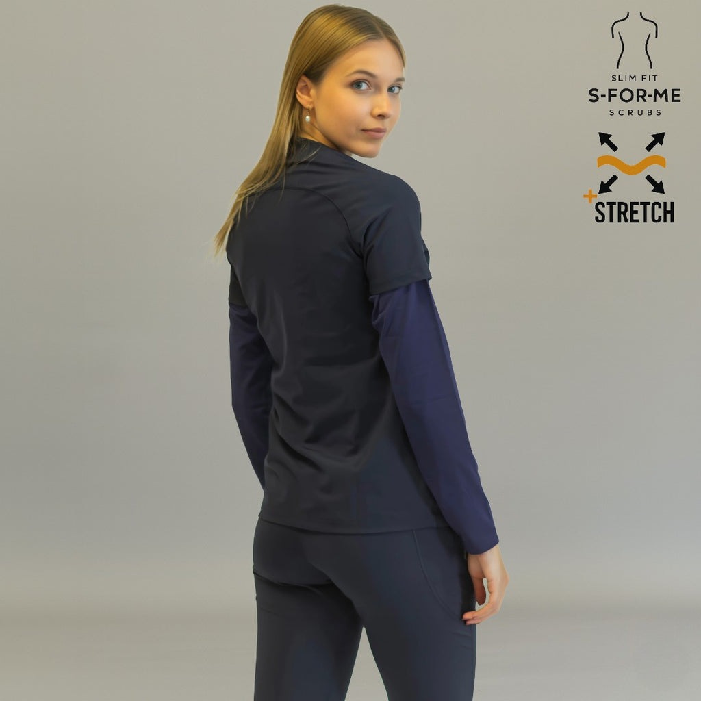 uniforme enfermera azul marino 915 super stretch detalle manga Sandel Medica