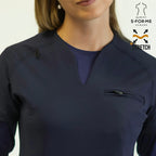scrub top azul marino mujer 915 super stretch vista completa Sandel Medica