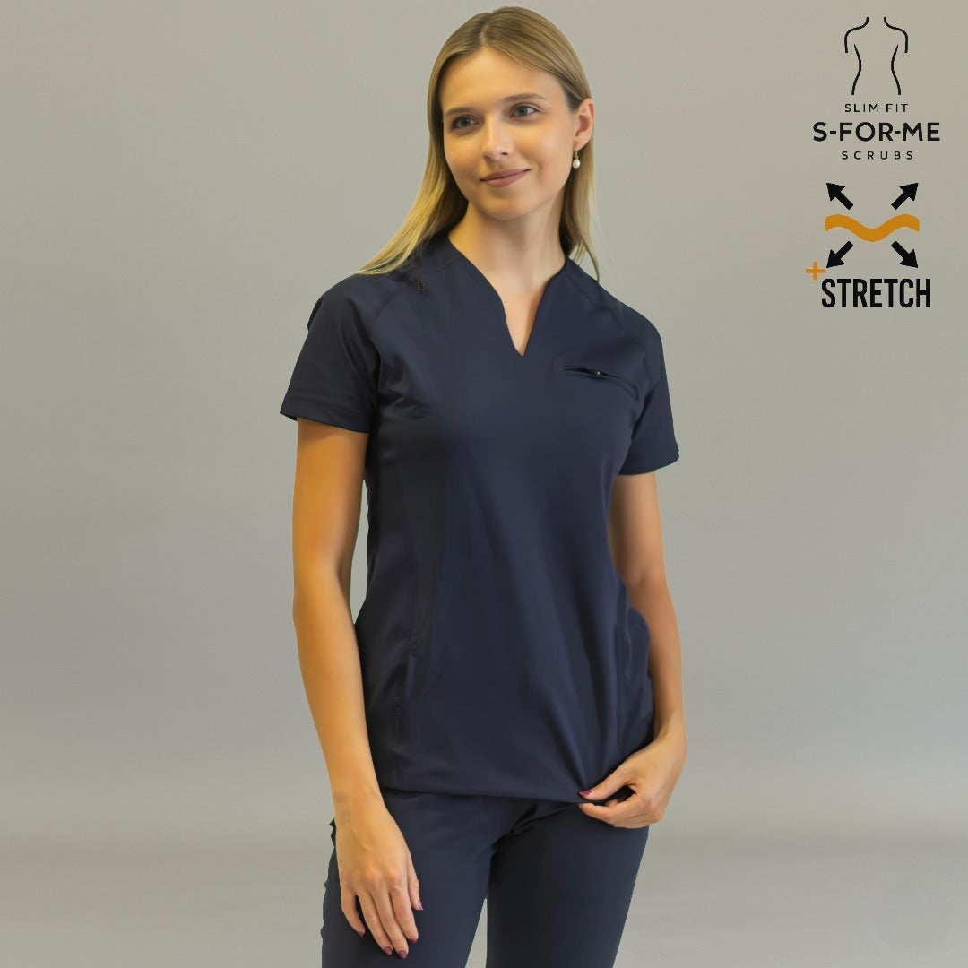 filipina quirurgica azul marino mujer 915 super stretch frente Sandel Medica