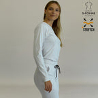 blusa under scrub blanco mujer manga larga detalle cuello sandel medica