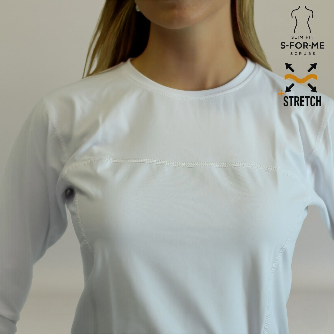 blusa under scrub blanco mujer manga larga perfil sandel medica