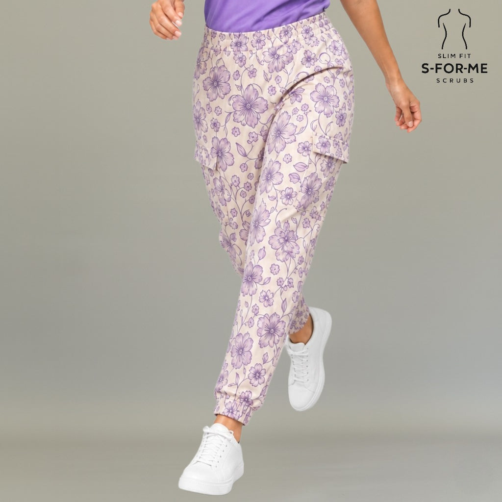 Jogger Estampado Flores Moradas 6 bolsas Mujer FW