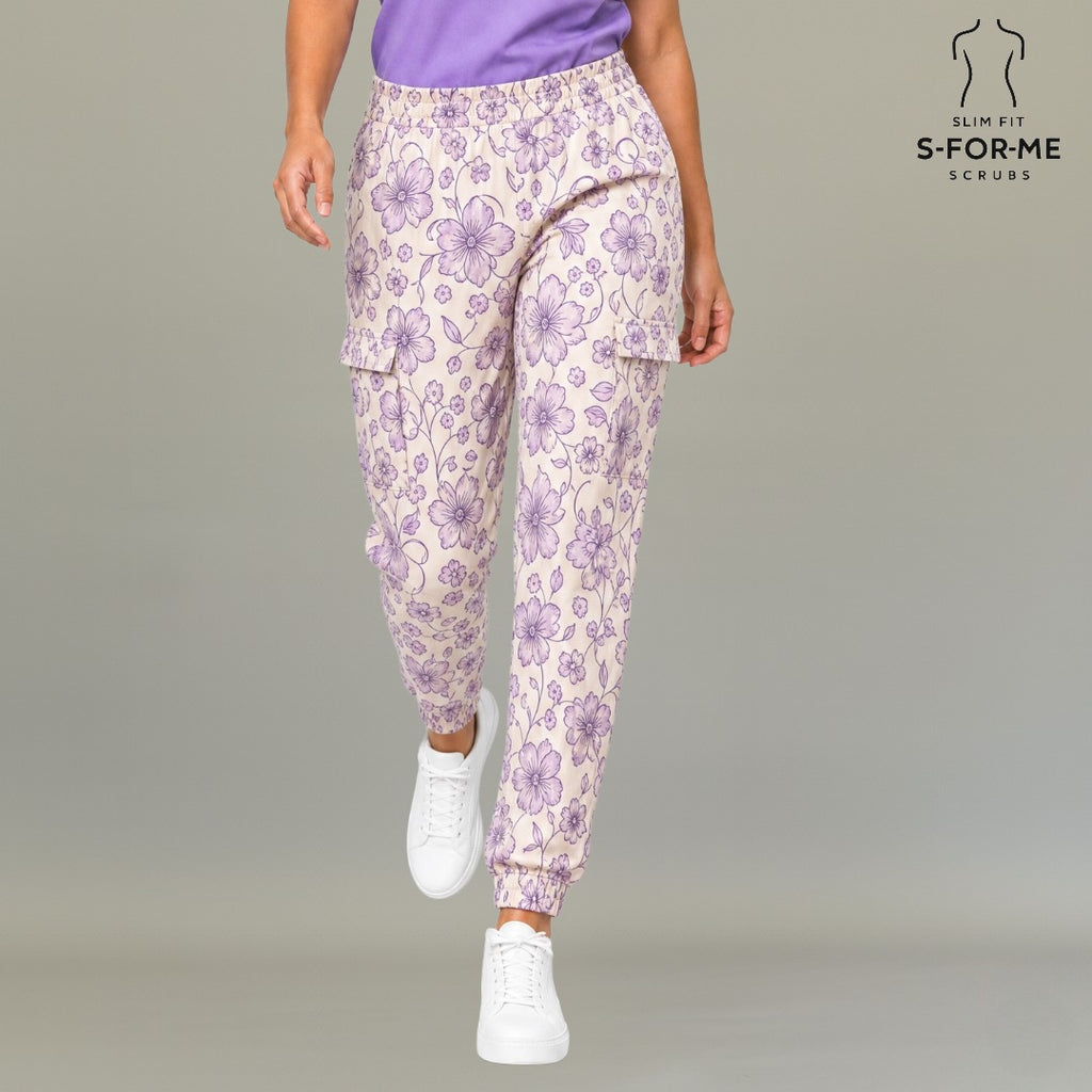 Jogger Estampado Flores Moradas 6 bolsas Mujer FW