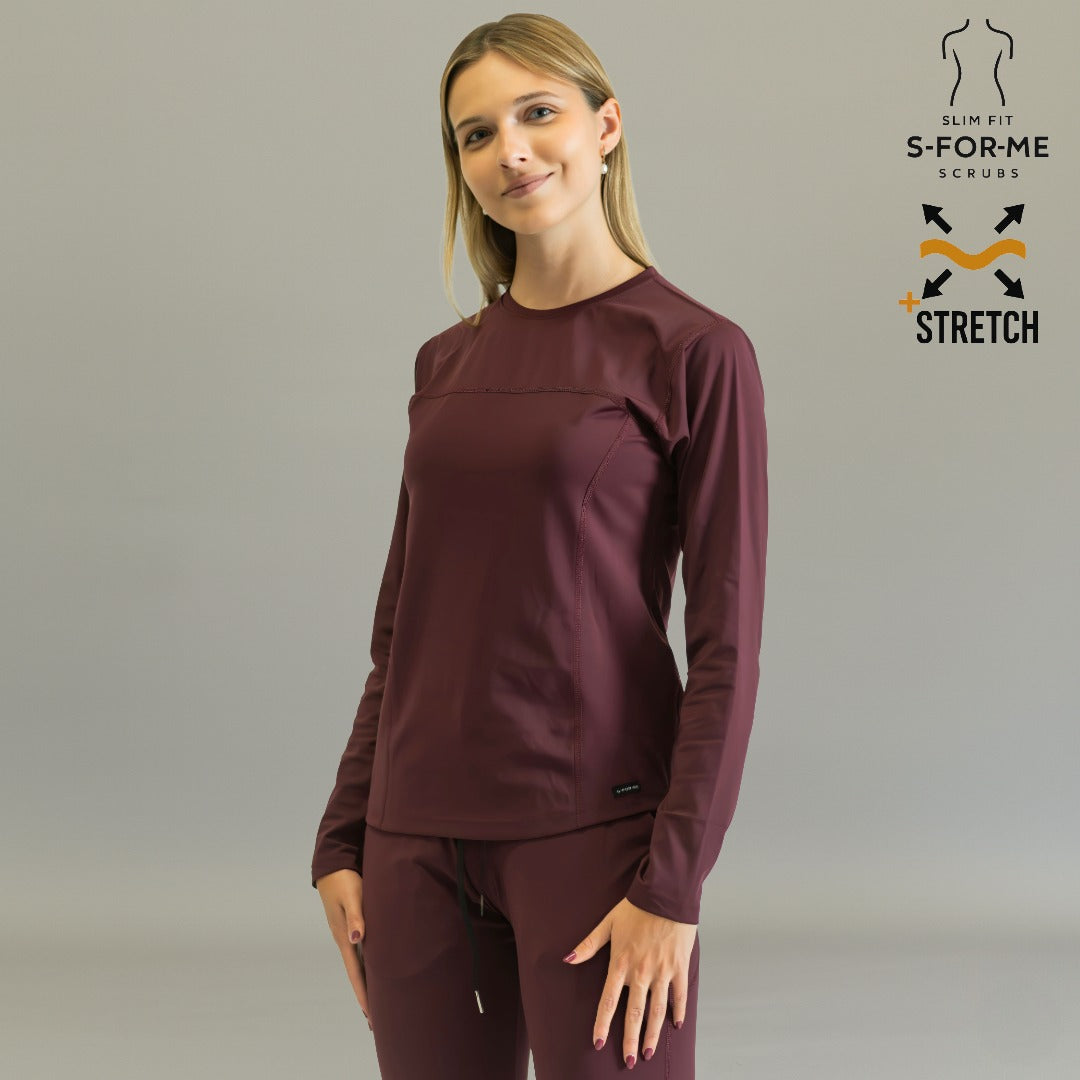 blusa under scrub vino mujer super stretch frente sandel medica