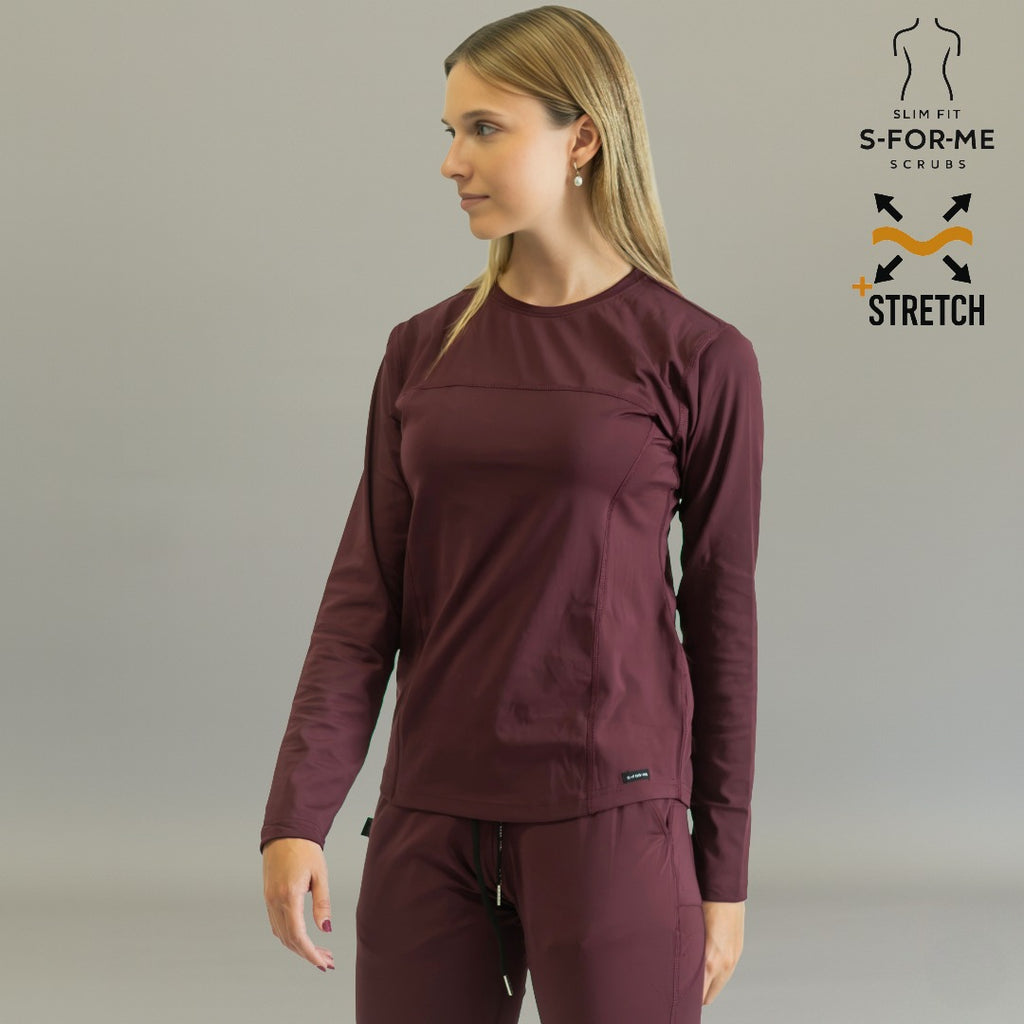 blusa under scrub vino mujer super stretch espalda sandel medica