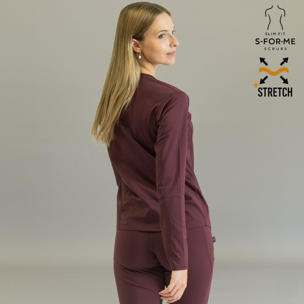 blusa under scrub vino mujer super stretch mangas sandel medica