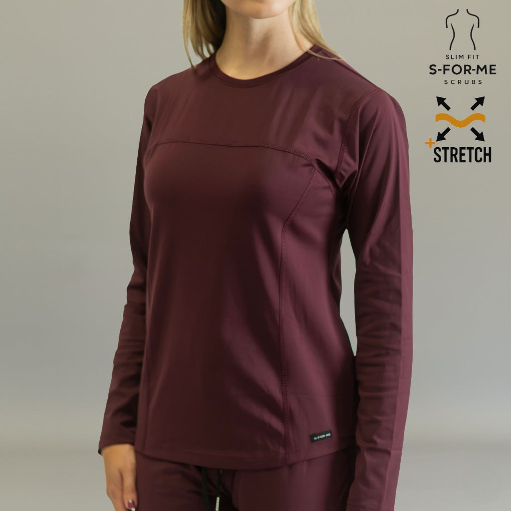 blusa under scrub vino mujer super stretch cuello sandel medica